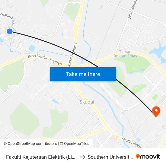 Fakulti Kejuteraan Elektrik (Lingkaran Ilmu) to Southern University College map