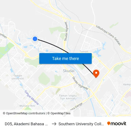 D05, Akademi Bahasa Utm to Southern University College map