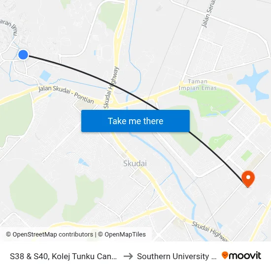 S38 & S40, Kolej Tunku Canselor, Utm to Southern University College map