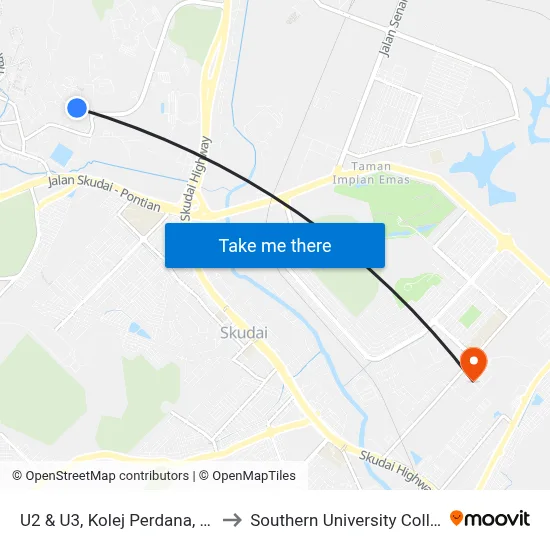 U2 & U3, Kolej Perdana, Utm to Southern University College map