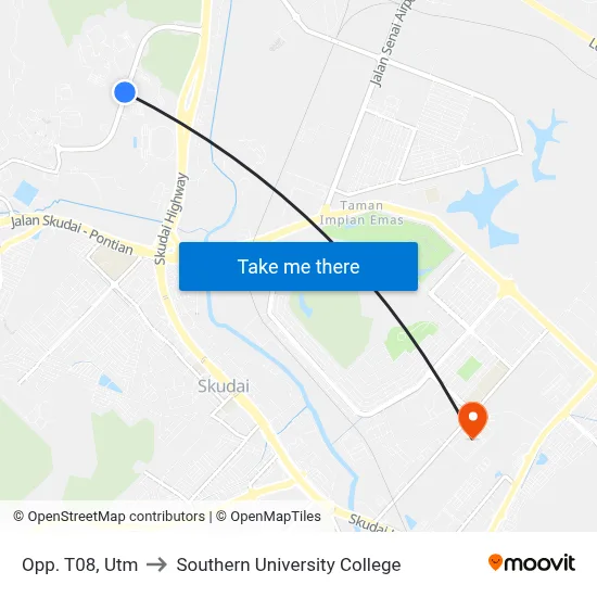 Opp. T08, Utm to Southern University College map