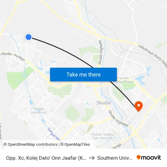 Opp. Xc, Kolej Dato' Onn Jaafar (Kdoj), Utm (No Bus Shelter) to Southern University College map