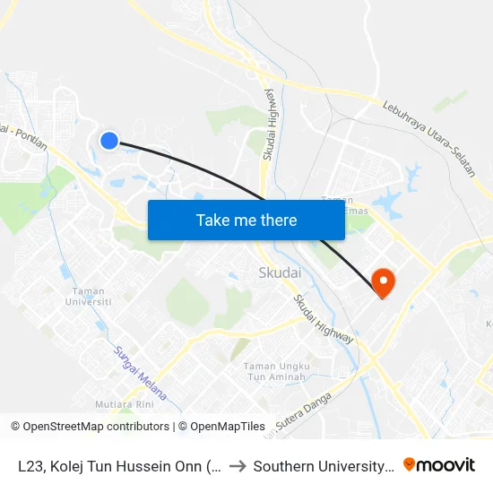L23, Kolej Tun Hussein Onn (Ktho), Utm to Southern University College map