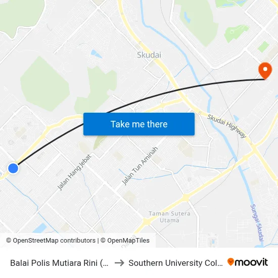Balai Polis Mutiara Rini (Opp) to Southern University College map
