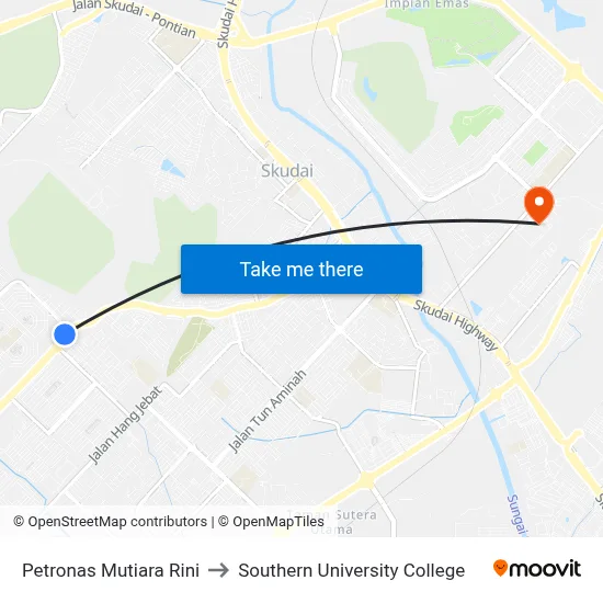Petronas Mutiara Rini to Southern University College map
