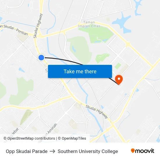 Opp Skudai Parade to Southern University College map