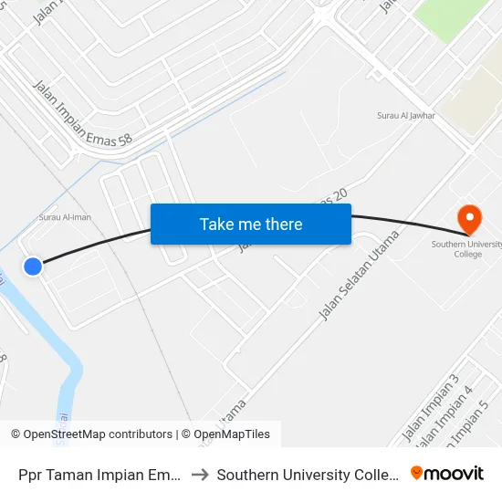 Ppr Taman Impian Emas to Southern University College map