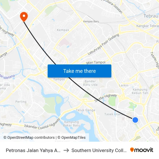 Petronas Jalan Yahya Awal to Southern University College map