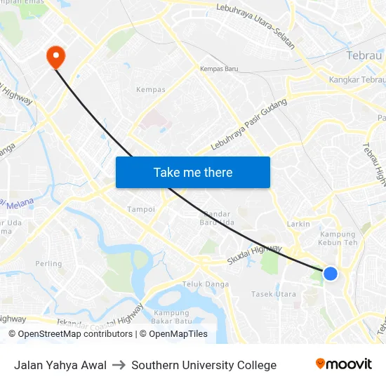 Jalan Yahya Awal to Southern University College map