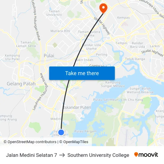 Jalan Medini Selatan 7 to Southern University College map