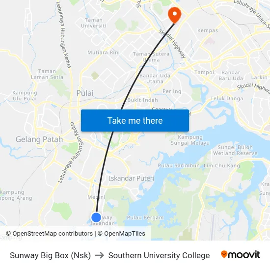 Sunway Big Box (Nsk) to Southern University College map