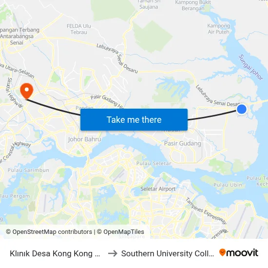 Klınık Desa Kong Kong Laut to Southern University College map