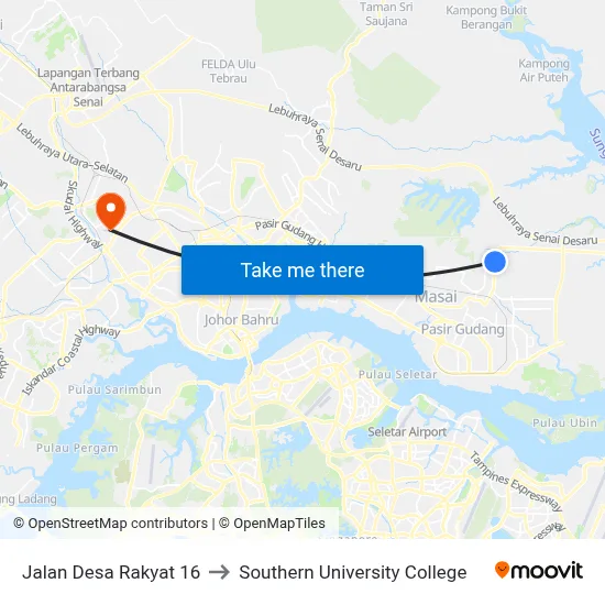 Jalan Desa Rakyat 16 to Southern University College map