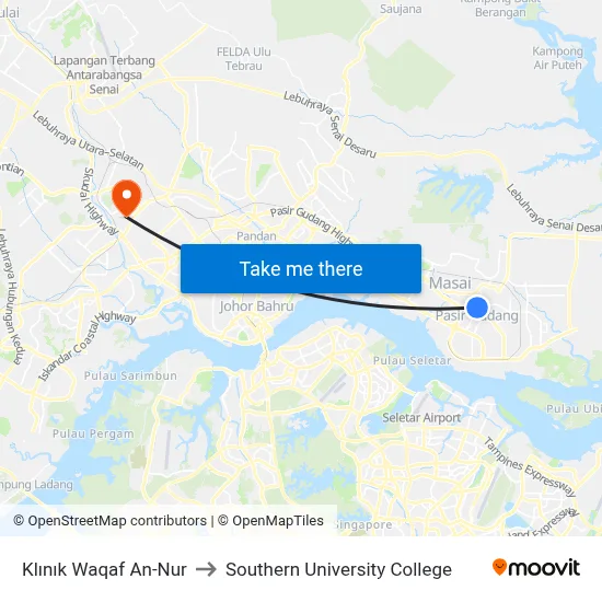 Klınık Waqaf An-Nur to Southern University College map