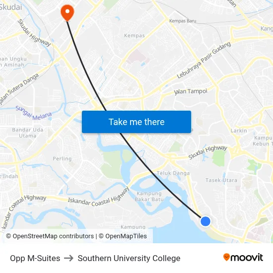 Opp M-Suites to Southern University College map