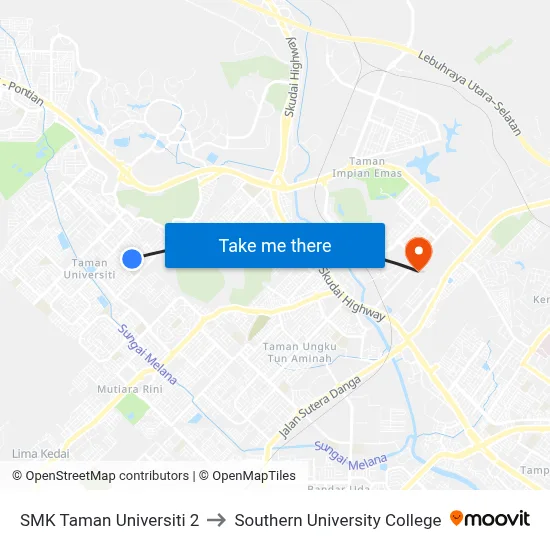 SMK Taman Universiti 2 to Southern University College map
