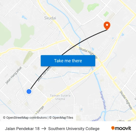Jalan Pendekar 18 to Southern University College map