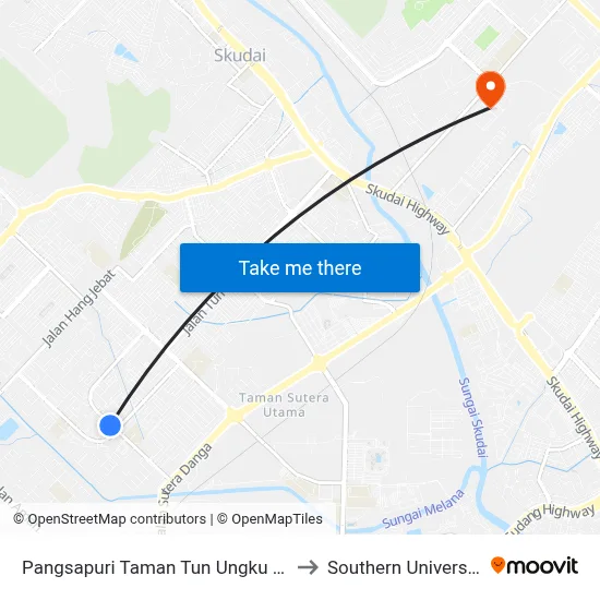 Pangsapuri Taman Tun Ungku Aminah Block 58 to Southern University College map