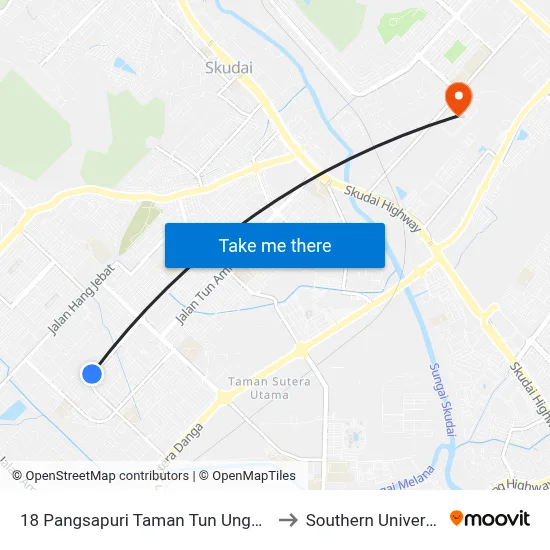 18 Pangsapuri Taman Tun Ungku Aminah Block 34 to Southern University College map