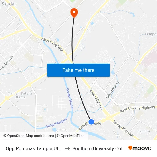 Opp Petronas Tampoi Utama to Southern University College map