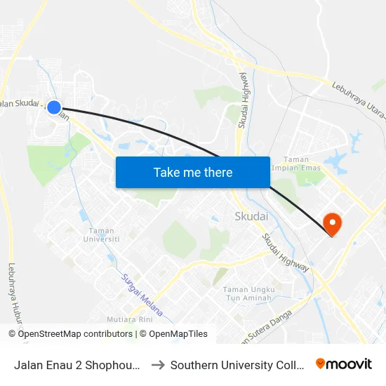 Jalan Enau 2 Shophouses to Southern University College map