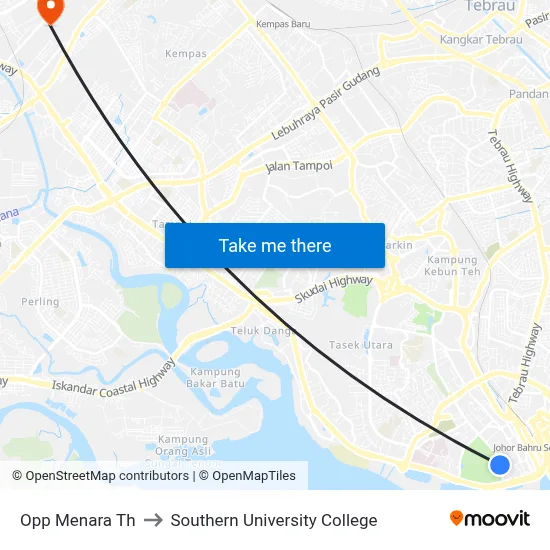 Opp Menara Th to Southern University College map