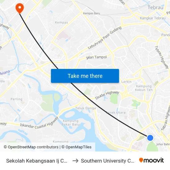 Sekolah Kebangsaan Ij Convent to Southern University College map