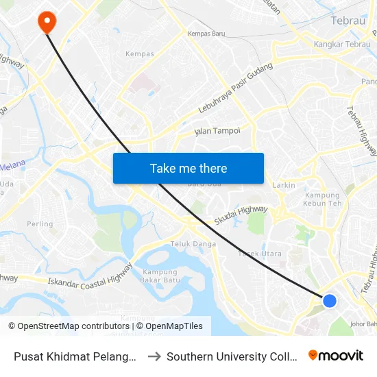 Pusat Khidmat Pelanggan to Southern University College map
