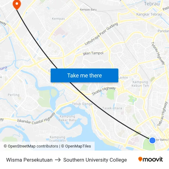 Wisma Persekutuan to Southern University College map