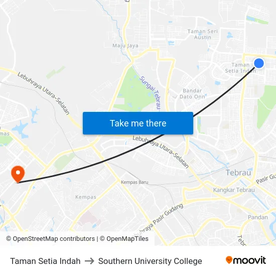 Taman Setia Indah to Southern University College map