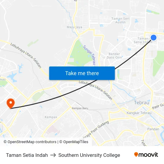 Taman Setia Indah to Southern University College map