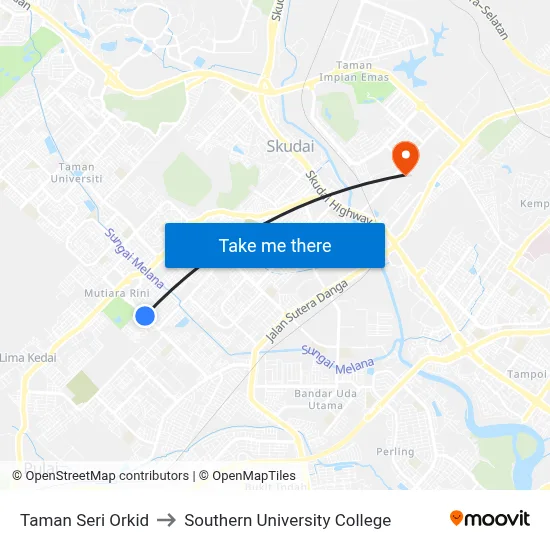 Taman Seri Orkid to Southern University College map