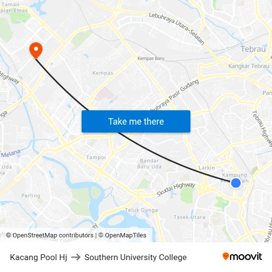 Kacang Pool Hj to Southern University College map