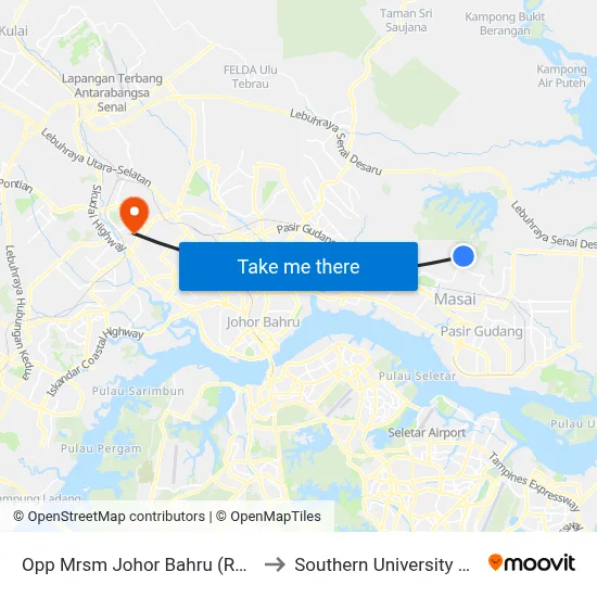 Opp Mrsm Johor Bahru (Roadside) to Southern University College map