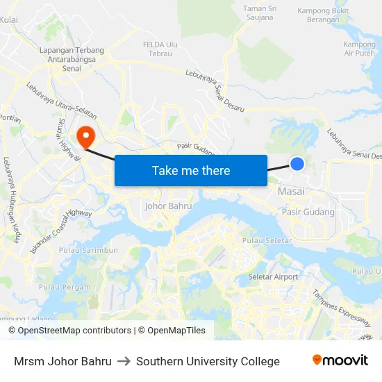 Mrsm Johor Bahru to Southern University College map