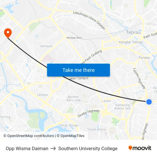 Opp Wisma Daiman to Southern University College map
