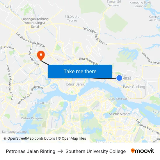 Petronas Jalan Rinting to Southern University College map