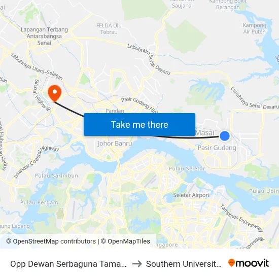 Opp Dewan Serbaguna Taman Cendana 2 to Southern University College map
