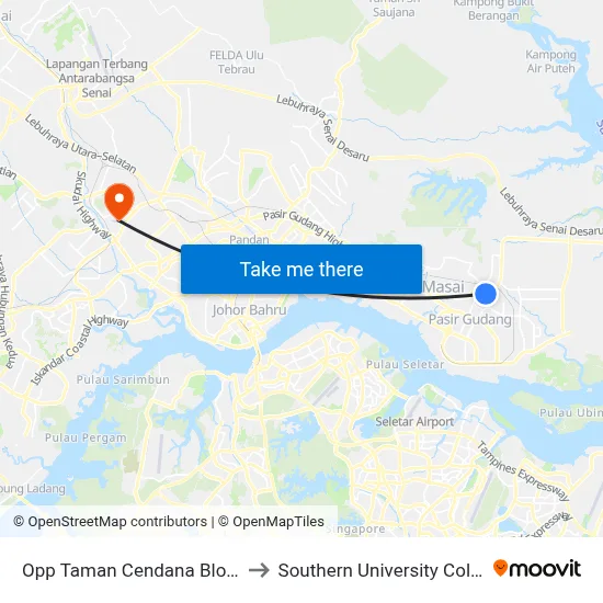Opp Taman Cendana Blok 34 to Southern University College map