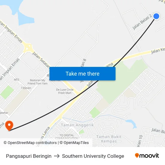 Pangsapuri Beringin to Southern University College map