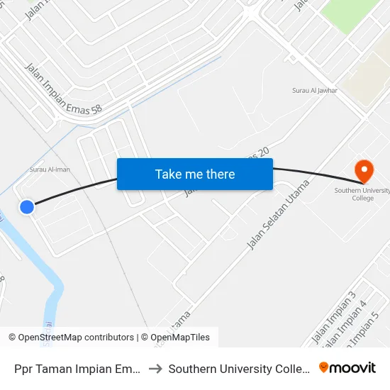 Ppr Taman Impian Emas to Southern University College map