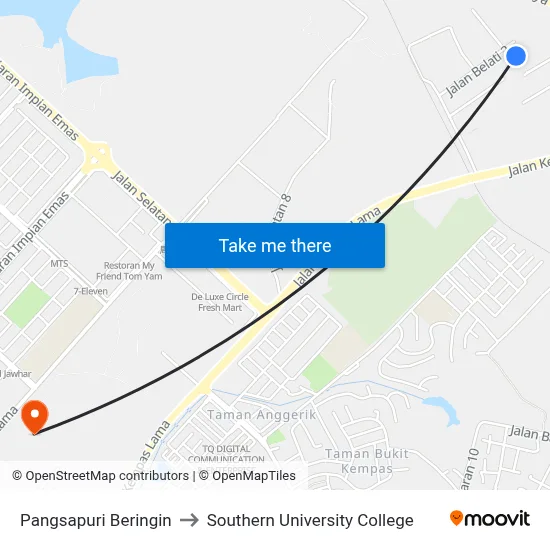 Pangsapuri Beringin to Southern University College map