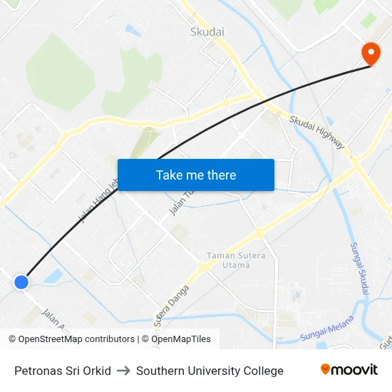Petronas Sri Orkid to Southern University College map