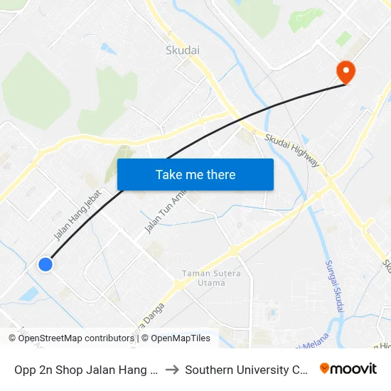 Opp 2n Shop Jalan Hang Jebat to Southern University College map