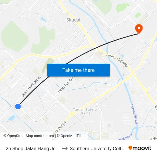 2n Shop Jalan Hang Jebat to Southern University College map