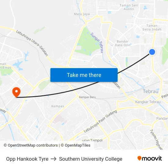 Opp Hankook Tyre to Southern University College map