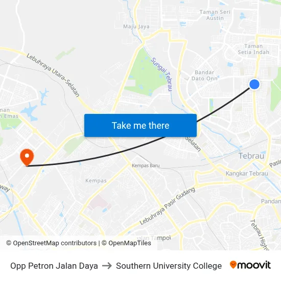 Opp Petron Jalan Daya to Southern University College map