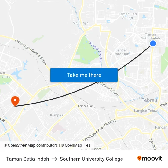 Taman Setia Indah to Southern University College map