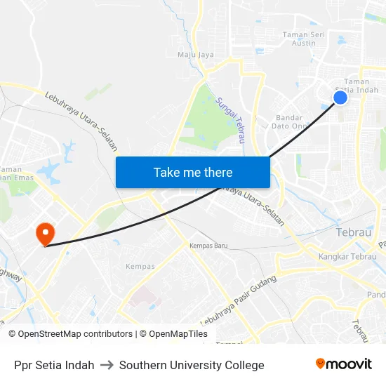 Ppr Setia Indah to Southern University College map