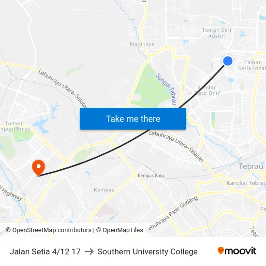 Jalan Setia 4/12 17 to Southern University College map